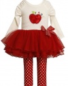 Bonnie Jean Girls 2-6X Apple Appliqued Tutu Legging Set