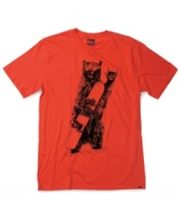 A bear with snowboard decorate the front of this cozy Quiksilver tee.