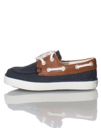 Ralph Lauren Collection Vulcanized Sander SP12 (Infant/Toddler) Navy Wax Canvas/Tan Leather