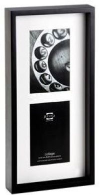 Prinz 2-Opening Parsons Black Matted Shadow Box Wood Collage Frame for 4-Inch by 6-Inch Photos