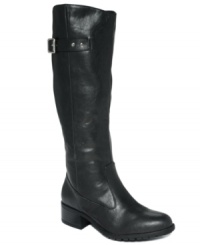 The Idaho riding boots by Rampage are sleek and sturdy with an inside half zipper and a small stacked heel.