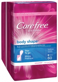 Carefree Body Shape Thin Unscented, 60 Count (Pack of 2)