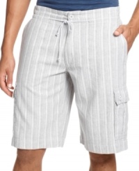 Shake up your summer standards with these striped linen cargo shorts from American Rag. (Clearance)