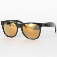 Super Sunglasses - Basic Wayfarer Sunglasses In Black W/Gold Lens