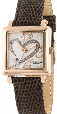 Stuhrling Original Women's 253.1145K2 Amour Aphrodite Courtly Diamond Swiss Brown Leather Strap Watch