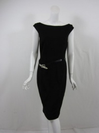 Ralph Lauren Womens Black Belted Sleeveless Straight Dress 10