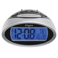 Elgin Battery Powered LCD Alarm Clock with Nap Timer 3408E – Silver