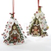 4.5 CLAYDOUGH 3-D GINGERBREAD HOUSE HANGING ORNAMENT SET OF 2 - Christmas Ornament