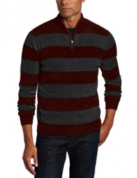 Williams Cashmere Men's 100% Cashmere Zip Mock-Neck Stripe Sweater