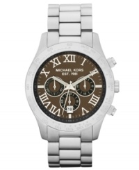 With a stylish brown chronograph dial, this Michael Kors watch adds a fresh change of pace to a classic design.