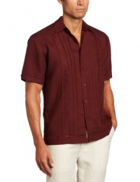 Cubavera Men's Short Sleeve Tuck Front Embroidered Guayabera Shirt