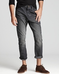 Rock these super-styled jeans for a high-design look. Heavily whiskered for a dramatic, edgy appearance.