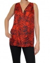 Women's Rachel Zoe Hayes Zebra-Print Tank Top in Red Size 2