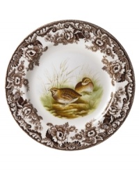 Bring the classic style of the English countryside to your table with the Woodland Collection by Spode. This traditionally patterned salad plate features the majestic quail framed by Spode's distinctive British Flowers border which dates back to 1828.