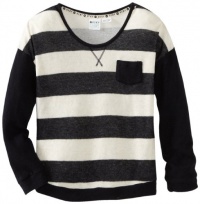 Roxy Kids Girls 7-16 Back Again Long Sleeve Shoulder Top, Metro Oatmeal Stripe, Medium