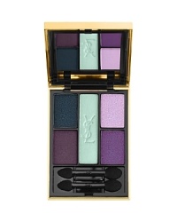 A new interpretation of the Yves Saint Laurent palette in a monochrome version. The special texture can be modelled to suit the desired look. Four matt, satiny or iridescent shades plus a highlighter coordinate around a single theme. Six radiant harmonies skillfully designed for a graduated approach to make-up. The shades can be applied alone or mixed together freely for subtle tone-on-tone looks.