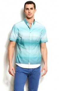 Armani Exchange Mens Short Sleeve Ombre Stripe Shi