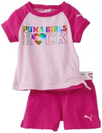 Puma - Kids Baby-girls Infant Reglan Tee And Jersey Short Set, Pink, 24 Months