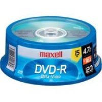 Maxell DVD-R 15PK SPN 16X Write-once DVD-R Spindle, 15 Pack