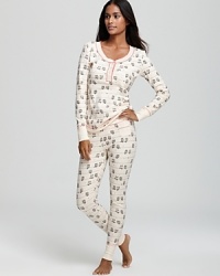 Sweet and sassy, Kensie's long-John style pajama set packs a seriously printed punch.