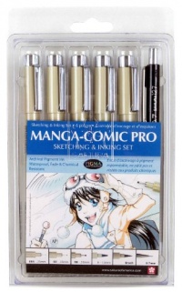 Sakura 50201 6-Piece Pigma Manga Comic Pro Drawing Kit