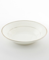 Pure refinement simply stated, the Mikasa Cameo Platinum dinnerware and dishes collection is shear elegance in classic form. Dazzling white china is delicately embellished with platinum band detailing. The understated style of this fruit bowl works as well with other patterns as it does with the coordinating collection.