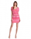 C&C California Women's Roll Sleeve Dress With Cut Out Back, Azalea Pink, Small