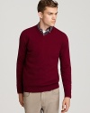 A surefire staple with unique designer flair, this V-neck sets the tone for your handsome sweater collection.