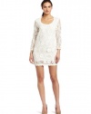 French Connection Women's Lark Rise Lace Dress, Cream, 10