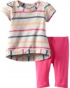 Splendid Littles Baby-girls  Roller Rink Striped Active Sweatshirt Tunic Set, Heather Grey, 18-24 Months