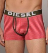 Diesel Men's Divine Boxer Striped Trunk, Red/Olive, Large