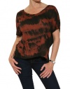 Women's Generation Love Aila Cropped Dolman Tie Dye T-Shirt Black Size M/L