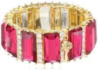 Betsey Johnson Iconic Baguette Fuchsia Baguette Stretch Bracelet, 7.5