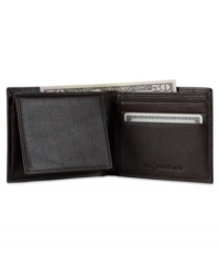 Soft and smooth in a burnished leather construction, this handsome wallet provides slim transport for the daily necessities.