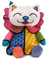 This whimsical Angel Cat plush toy from acclaimed Brazilian artist Romero Britto features fun stripes and polka dots in bright colors and plays a musical tune.