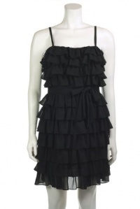 Juicy Couture Women's Black Tiered Chiffon Ruffle Dress