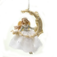 Enesco Foundations Angel Sitting the Moon Ornament, 5-Inch