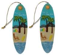 Set of 2 Fun in the Sun Beach Surfboard Christmas Ornmanents