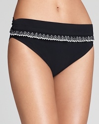 Stay sleek-chic in this form-meets-function Profile by Gottex swim bottom. Laser-cut trim adds a feminine flourish paired with the matching top or any solid.