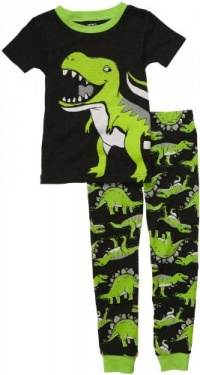 Carter's Boys 4-7 Dinosaur Pajama Set (6, Black/Green)