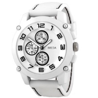 Breda Men's 8135-white Colton White Bezel Black Accented Silicone Band Watch