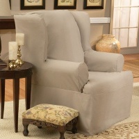 Sure Fit 139726246_BSTN Duck Solid Wing Chair Slipcover, Bluestone