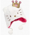 Hello Kitty Princess Girls Trapper Hat, White & Pink, One Size