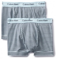 Calvin Klein Men's Cotton Stretch 2 Pack Trunk, 2 Morning Mist Stripes, X-Large