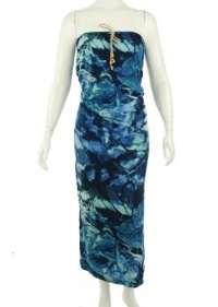 Calvin Klein Jeans Women's Printed Strapless Maxi Dress, Dark Lagoon Combo, Medium