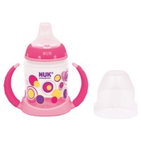 NUK Trendline Silicone Spout Learner Cup, Pink/Purple Dots, 5-Ounce