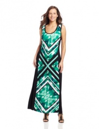 Calvin Klein Women's Blocked Printed Maxi, Emerald/Black, 3X