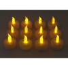 12 Battery Operated AMBER LED Tealight Candles Flameless Heatless No Heat Candle Flickering Wickless Led Long Lasing Life Faux Wedding Holiday Christmas Thanksgiving Party Light Dozen