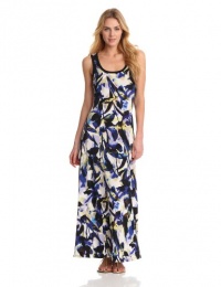 Calvin Klein Women's Printed Maxi Dress, Marine/Black, Medium