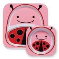 Skip Hop Zoo Melamine Plate and Bowl Set, Lady Bug